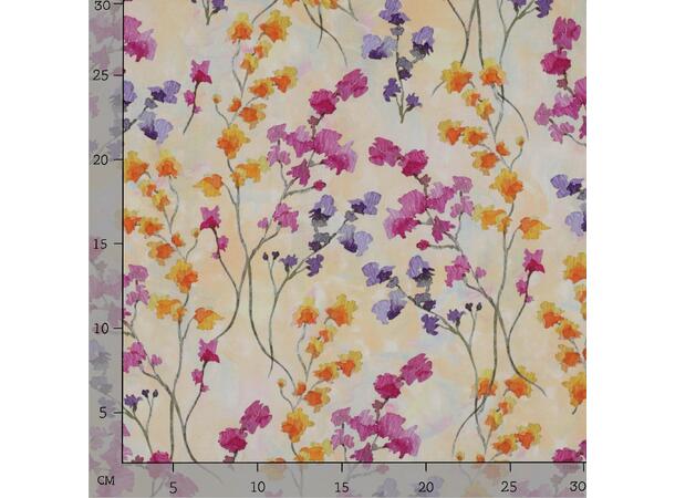 Viskose Blostret gul rosa 