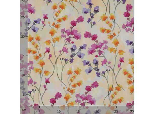 Viskose Blostret gul rosa