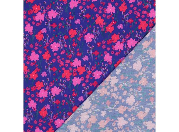 Viskose LENZING™ ECOVERO™ Blomster - Cobolt 