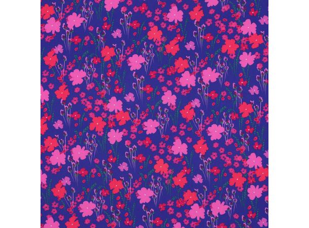 Viskose LENZING™ ECOVERO™ Blomster - Cobolt 