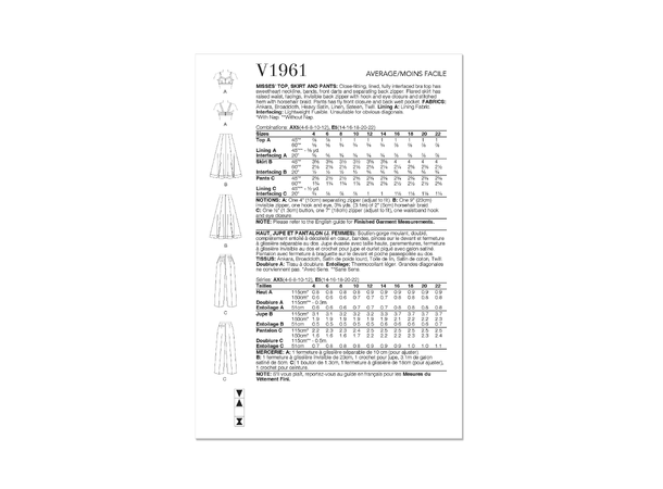 Vogue 1961 - Topp, skjørt og bukse.