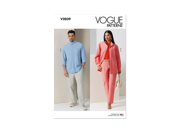 Vogue 2039 - Unisex skjorte og bukse.