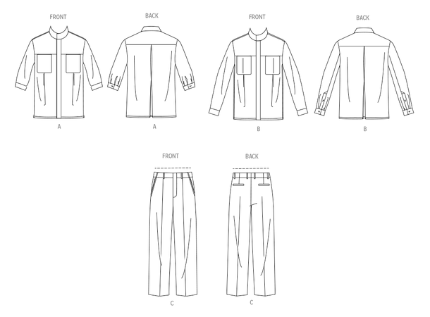 Vogue 2039 - Unisex skjorte og bukse.