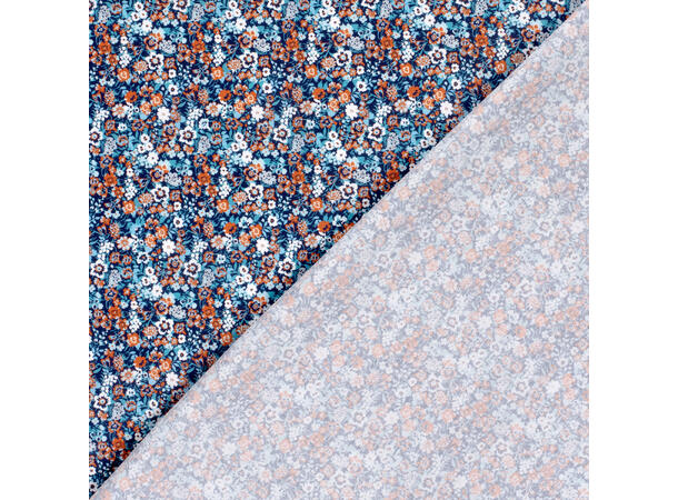 Bomull Poplin Blomster Navy