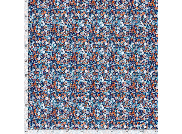 Bomull Poplin Blomster Navy