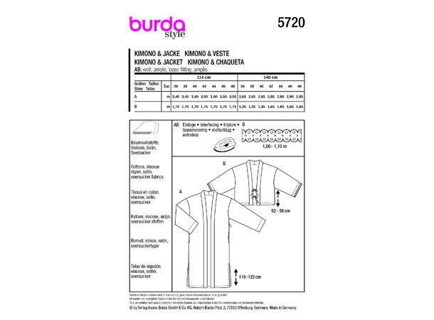 Burda 5720 - Kimono og jakke.