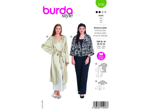 Burda 5720 - Kimono og jakke.