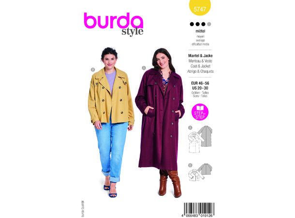 Burda 5747 - Jakke og kåpe.