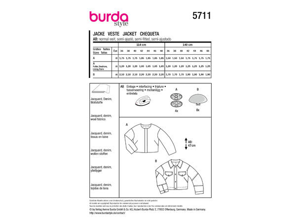 Burda 5749 - Jakke.