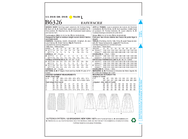 Butterick 6326, skjørt