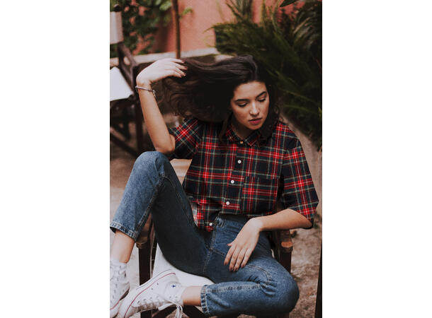 Flanell Børstet flanell Ruter marine/rød