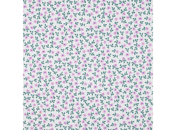Poplin Blomster - hvit