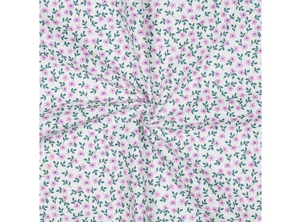 Poplin Blomster - hvit