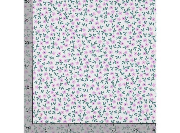 Poplin Blomster - hvit