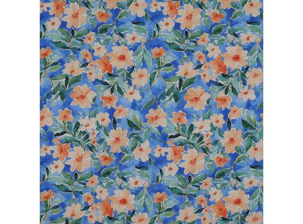 Viskose Blomster - Blå 
