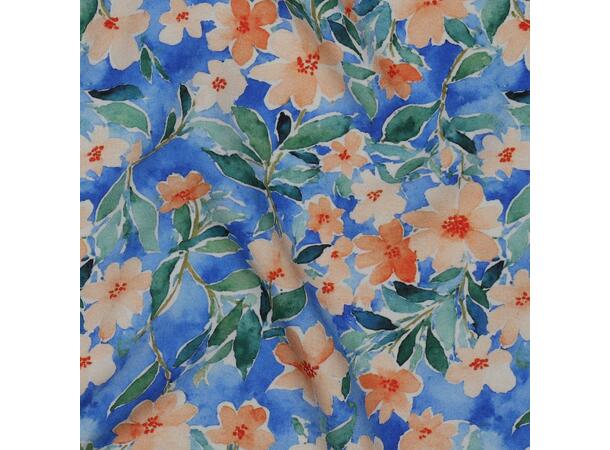 Viskose Blomster - Blå 
