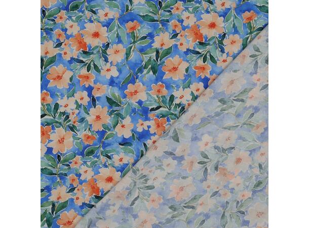 Viskose Blomster - Blå 