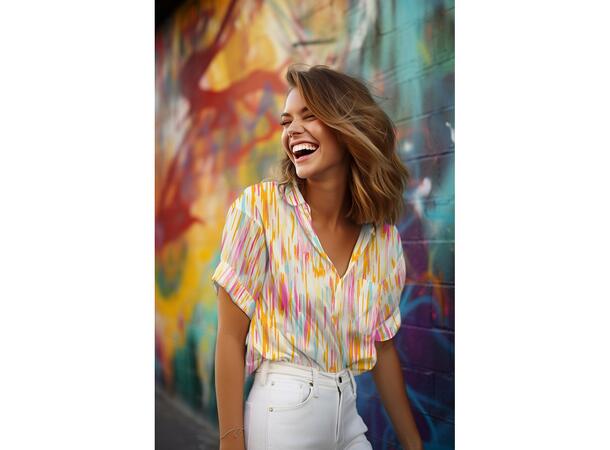 Viskose RADIANCE DIGITAL ABSTRACT - OFF-WHITE