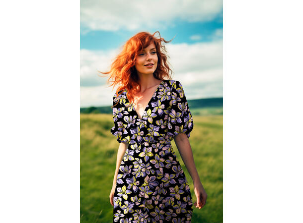 Bomull Sateng FLOWERS - NAVY