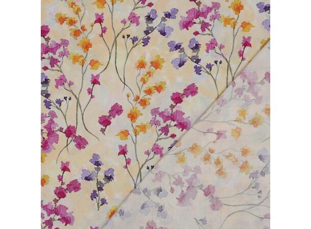 Bomull sateng Blomster - mørk rød