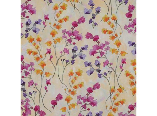 Bomull sateng Blomster - mørk rød