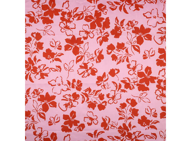 Bomull sateng blomster Rosa med røde blomster 