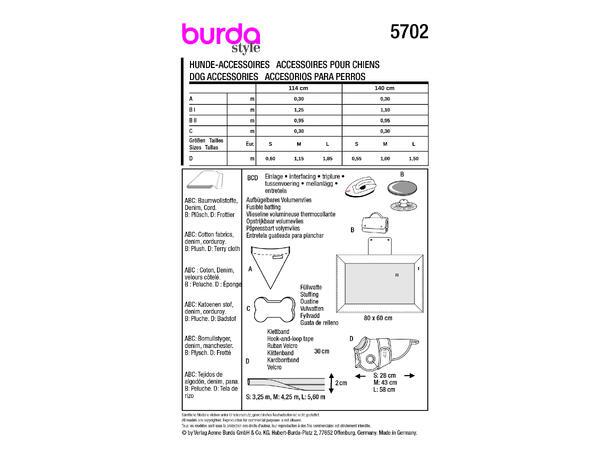 Burda 5702 - Tilbehør til hund.