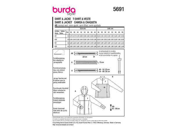 Burda 5729 - Jakke.