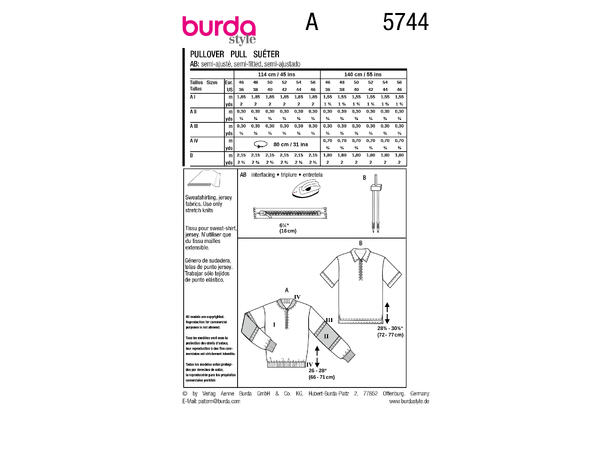 Burda 5744 - Genser til herre