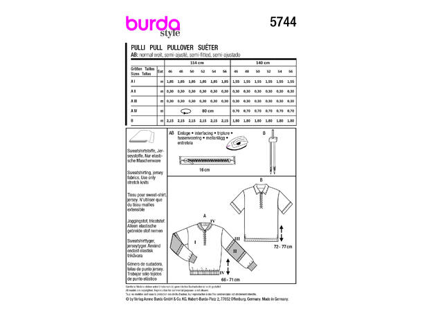 Burda 5744 - Genser til herre