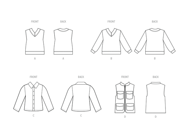 McCall's 8537 - Vest, genser og skjorte til barn.