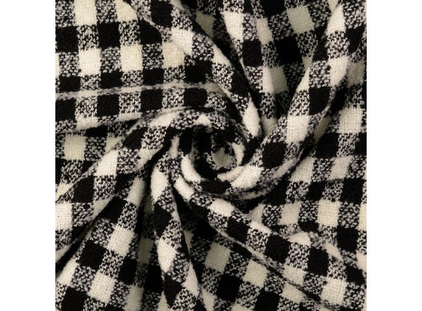 Ull Boucle Ruter, sort og hvit