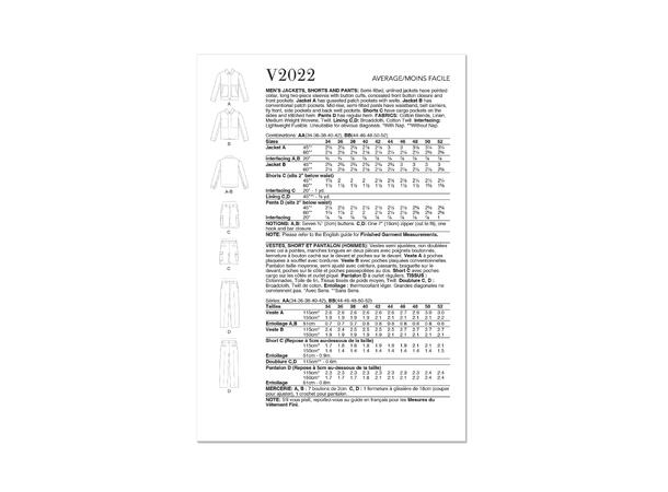 Vogue 2022 - Jakke, bukse og shorts til herre.
