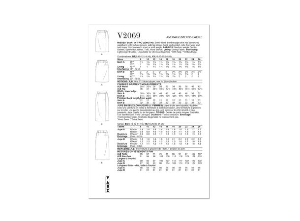 Vogue 2069 - Skjørt.