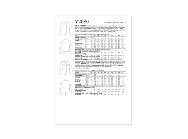 Vogue 2080 - Jakke til herre.