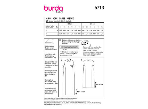 Burda 5736 - Kjole.