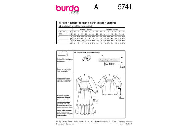 Burda 5741 - Kjole og bluse.