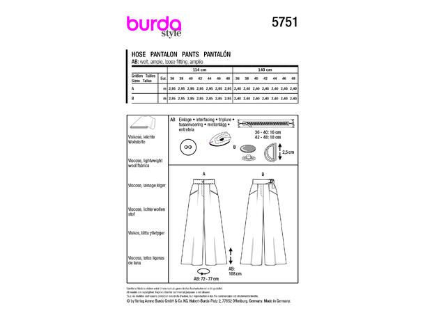 Burda 5751 - Bukse.