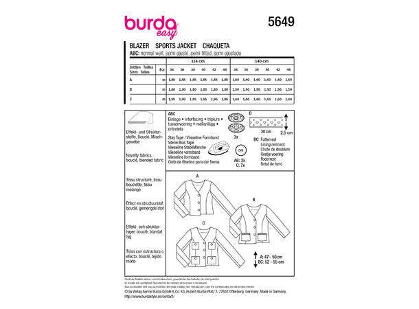 Burda 5883 - Jakke