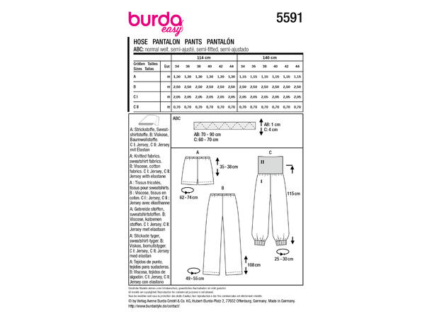 Burda 5912 - Bukse og shorts