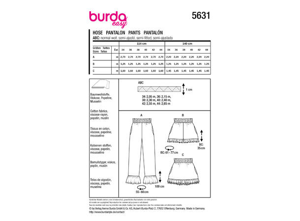 Burda 6138, Bukse og shortd