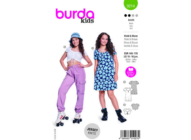 Burda 9214 - Kjole og topp til ungdom.