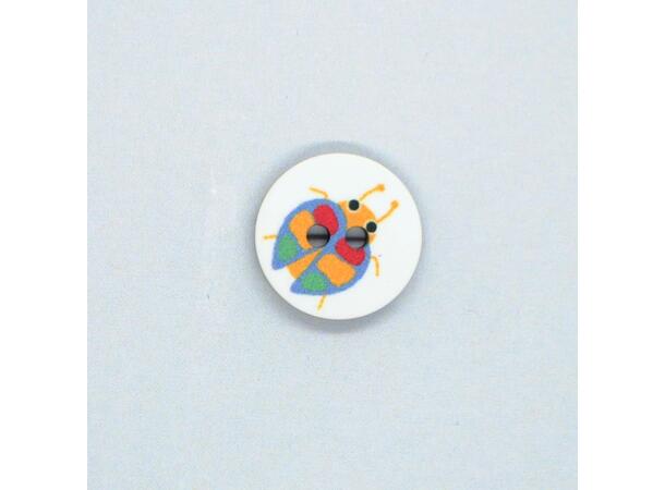 Hvit knapp Bille, 15mm 