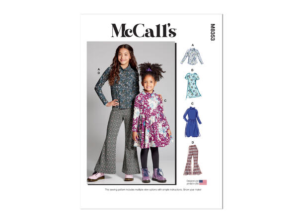 McCall's 8353 - Kjole, topp og bukse til barn.