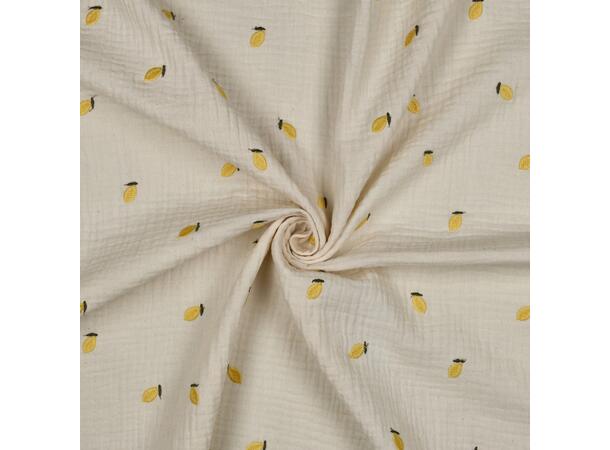 Muslin med broderi Brodert sitron 