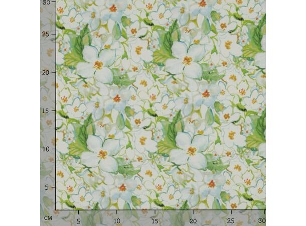 Viskose Blomster grønn