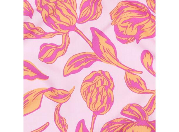 Viskose LENZING™ ECOVERO™ Blomster - Rosa og Gul 