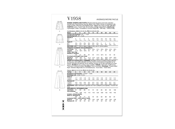 Vogue 1958 - Bukse og Shorts