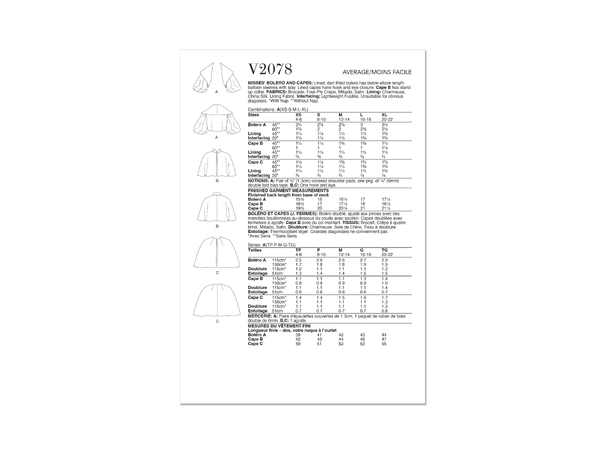 Vogue 2078 - Bolero og cape.