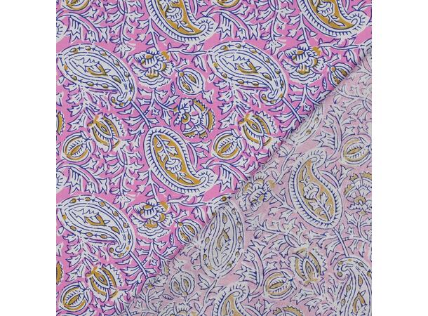 Blokktrykk, bomull Rosa, paisley 